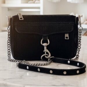 REBECCA MINKOFF Classic M.A.B. Black Suede Crossbody Bag